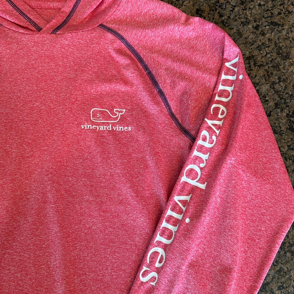 Vineyard Vines Performance Hoodie Long Sleeve Pullover Heathered Red Pink XS Men